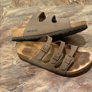 Birkenstock Woman’s Taupe Triple Strap Sandals